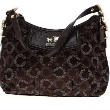 MINI BROWN COACH MONOGRAM HANDBAG.  LIKE NEW CONDI