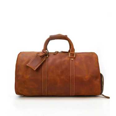 Brown Leather Duffle Weekender Bag - image 1