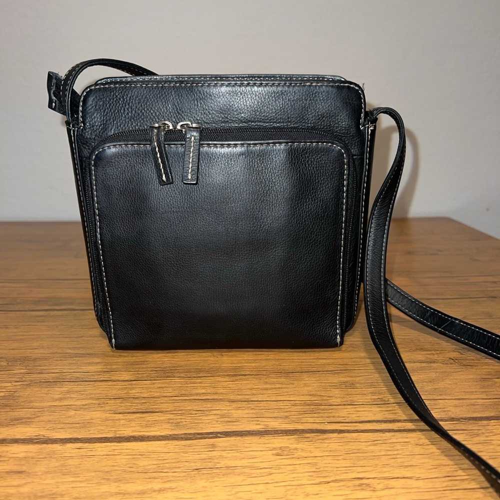 Vintage Fossil Black Leather Multi-Compartment Cr… - image 3