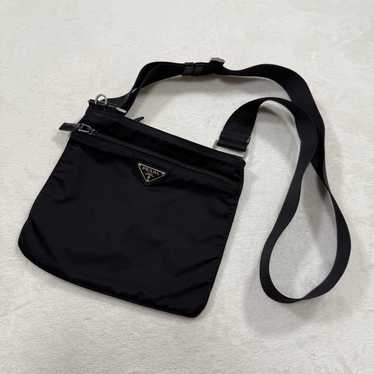 PRADA Nylon Shoulder Bag Triangle Logo Black