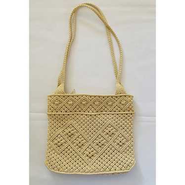 Cream Macrame Crochet Shoulder Cream Bag Purse Lin