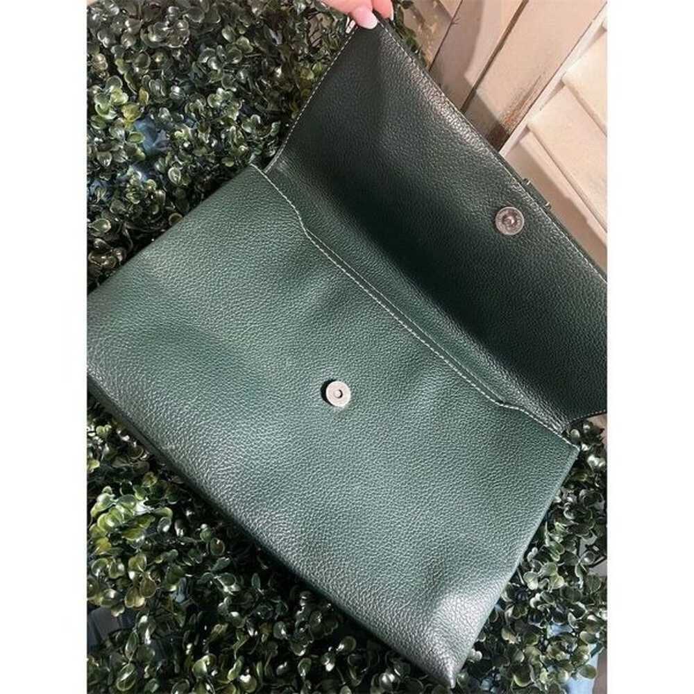 Guy Laroche Paris Dark Green Leather Envelope Clu… - image 6