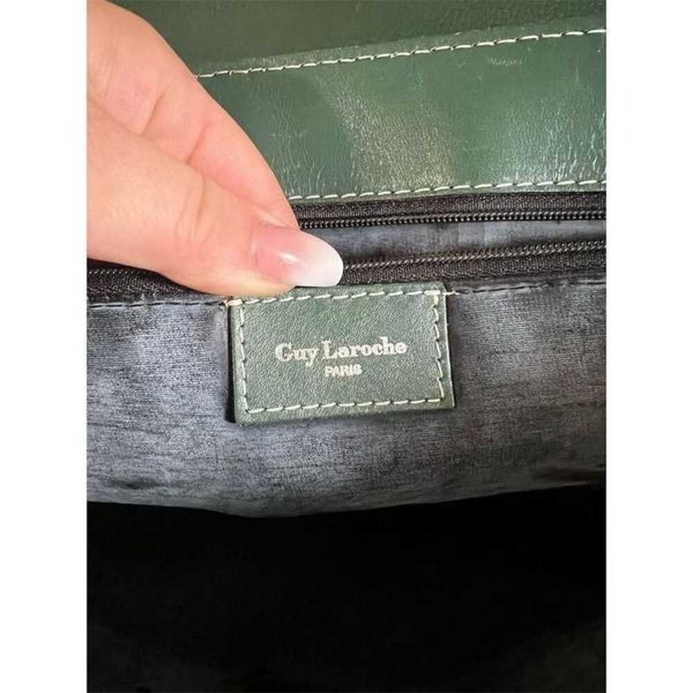 Guy Laroche Paris Dark Green Leather Envelope Clu… - image 7