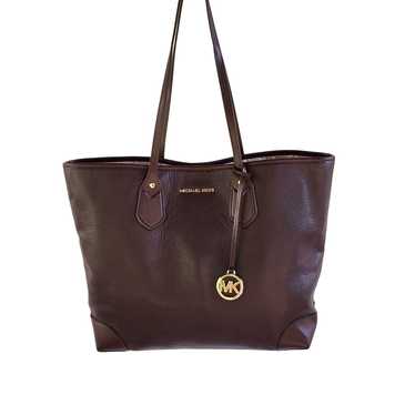 NWOT Michael Kors Eva Large Mahogany Pebbled Leat… - image 1