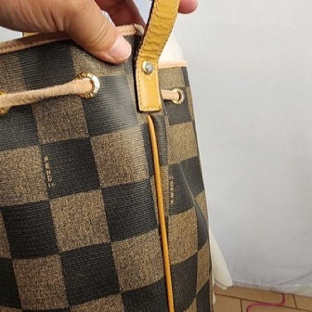 Brown/Tan Checkered Shoulder or Crossbody Bucket … - image 12