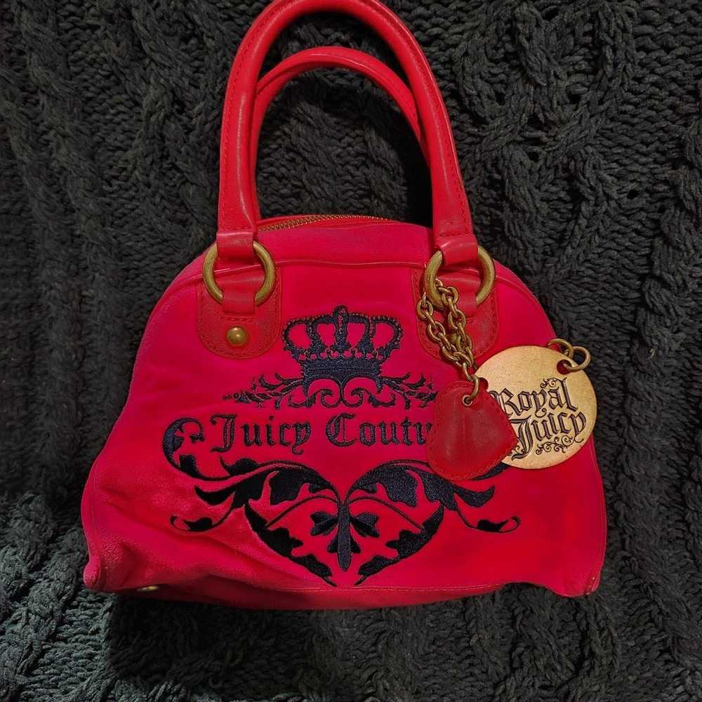 Vintage Juicy Couture Hot Pink Velvet Handbag - image 1