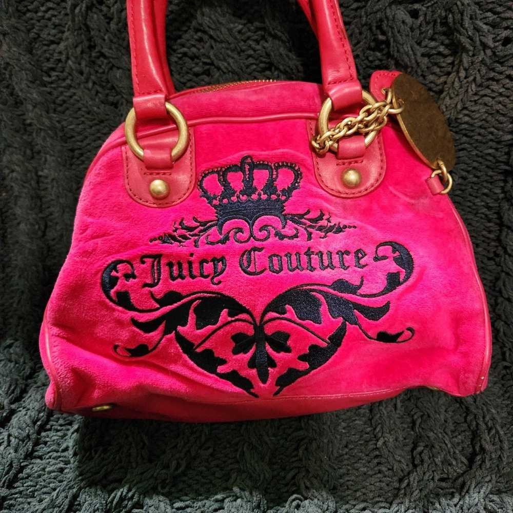 Vintage Juicy Couture Hot Pink Velvet Handbag - image 3