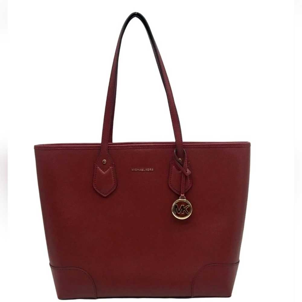 Michael Kors Extra Large Burgundy Leather Saylor … - image 1