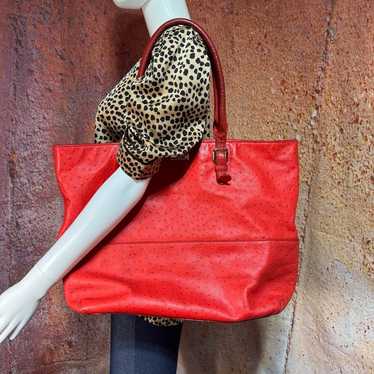 Large Red Ostrich Leather Kate Spade Tote