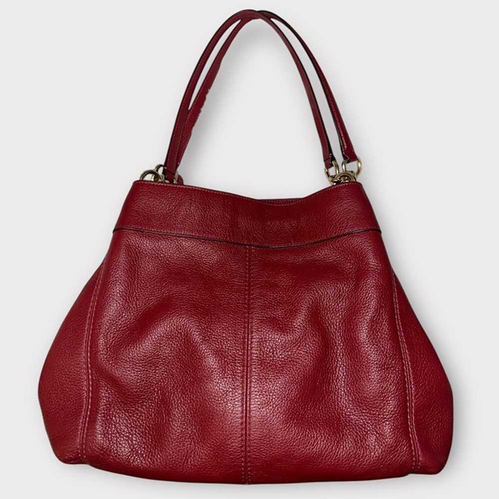 Coach Purse Womens Red Pebbled Leather Brass Chai… - image 4