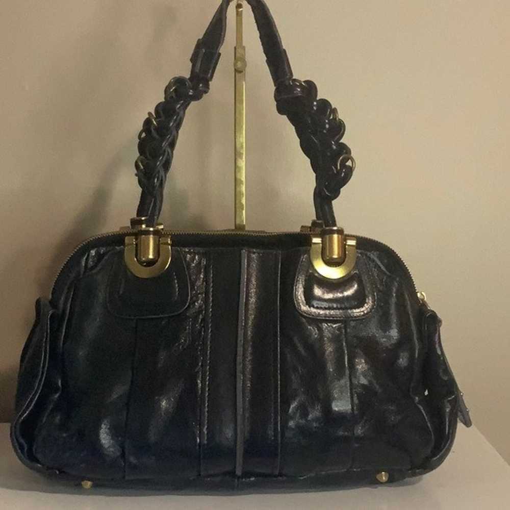 Chloe 'Heloise' Black Leather Handbag with Braide… - image 2