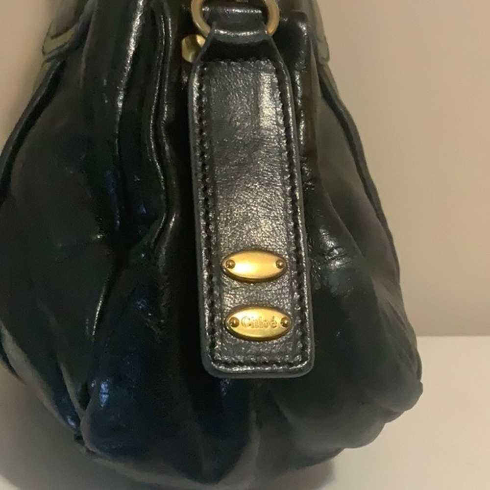 Chloe 'Heloise' Black Leather Handbag with Braide… - image 7