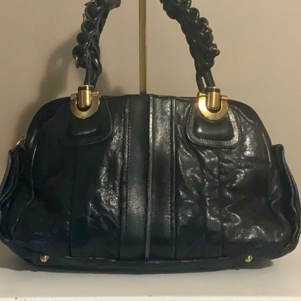 Chloe 'Heloise' Black Leather Handbag with Braide… - image 9