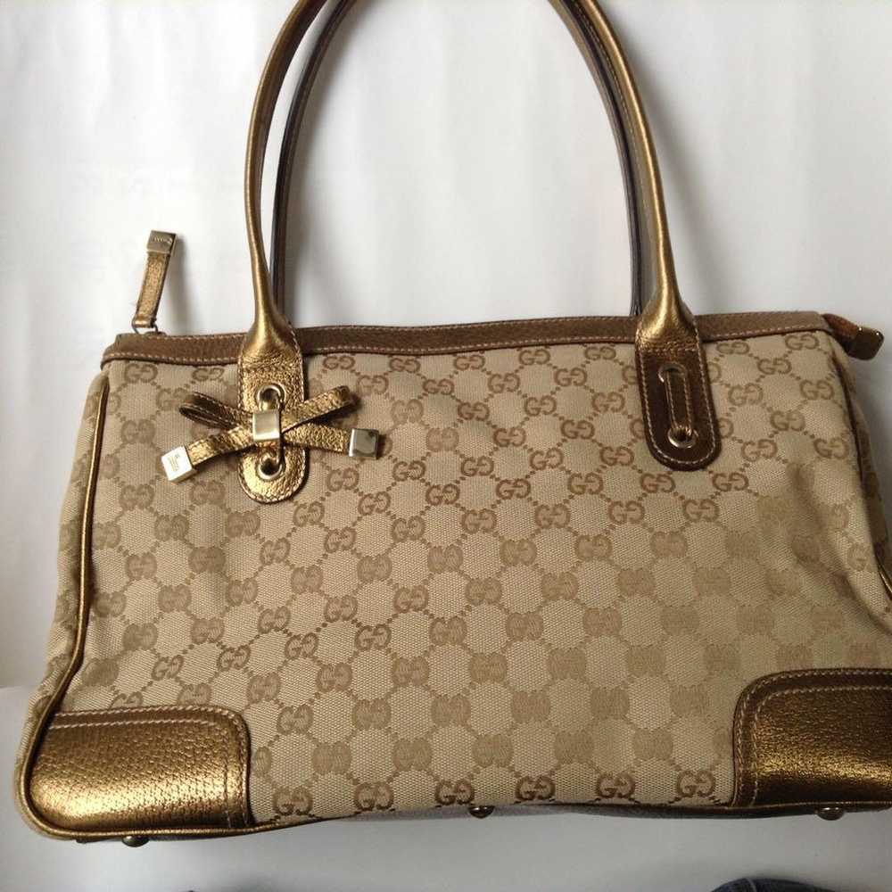 Brand new Gucci tote bag leather * canvas gold - image 1