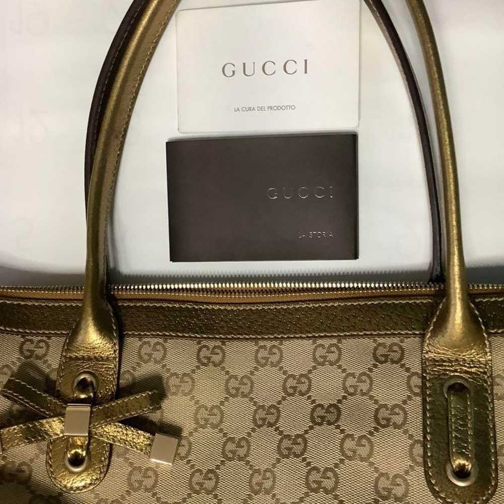 Brand new Gucci tote bag leather * canvas gold - image 8