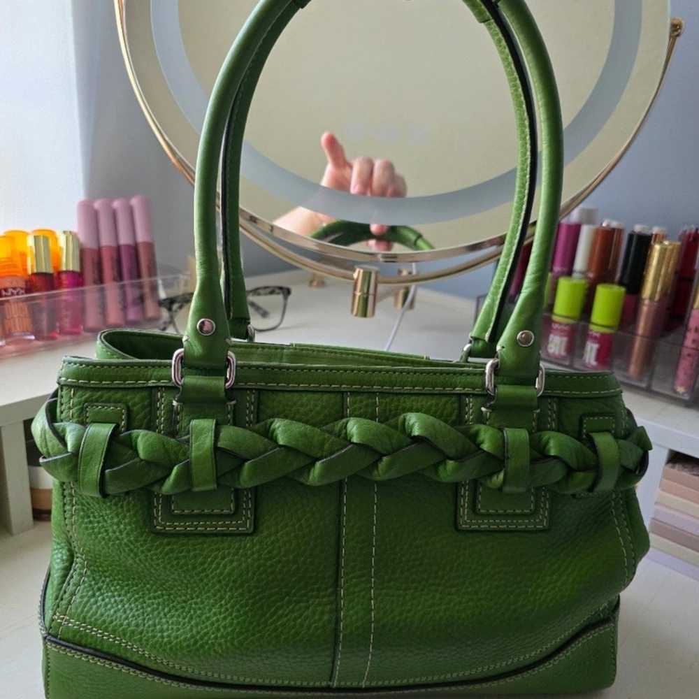 Vintage Coach Hampton green satchel - image 3