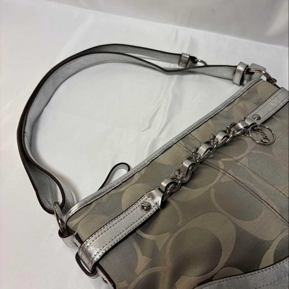 [Rare] COACH Shoulder Bag Handbag Silver Signatur… - image 7