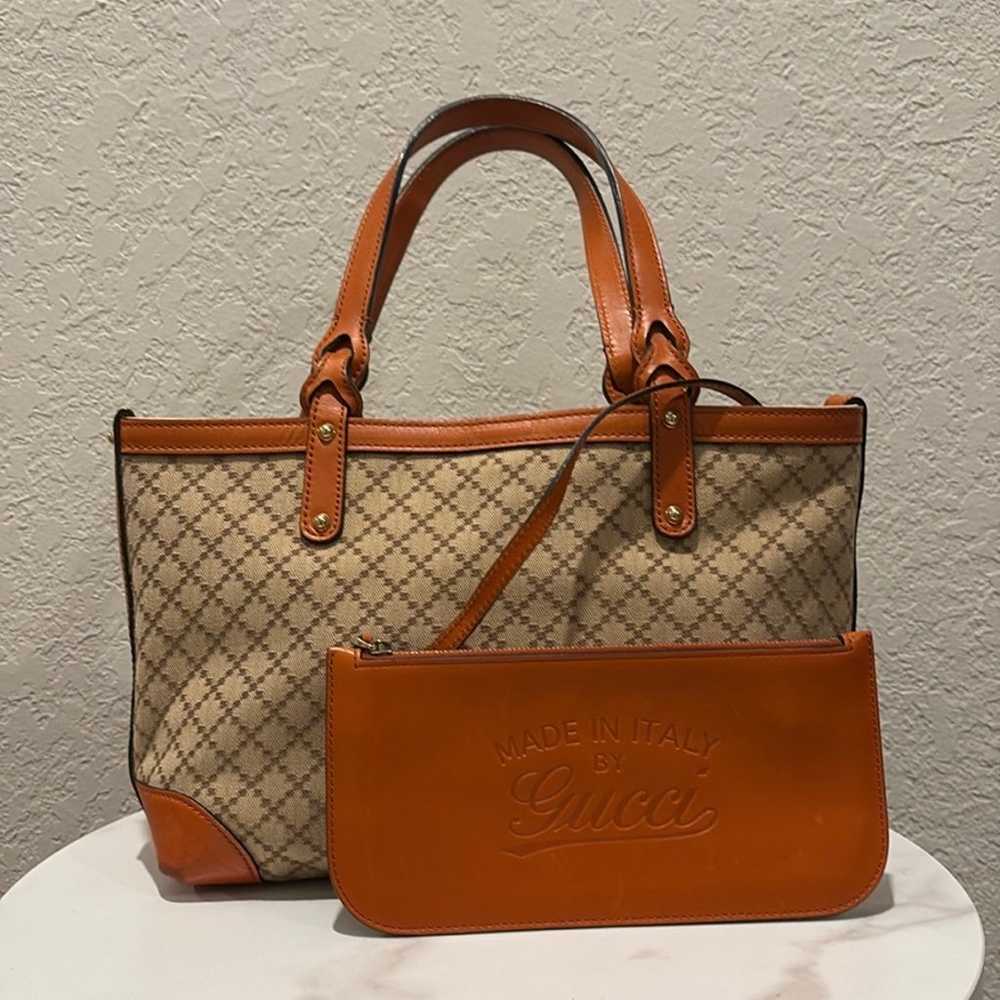 Gucci Diamante Craft Beige Leather & Canvas Tote … - image 1