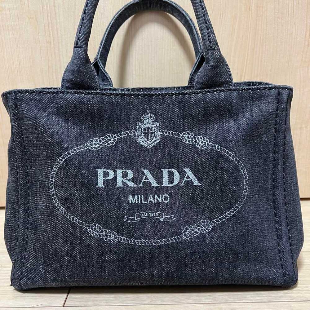 Prada Denim Canapa S Shoulder Bag Handbag in Exce… - image 2