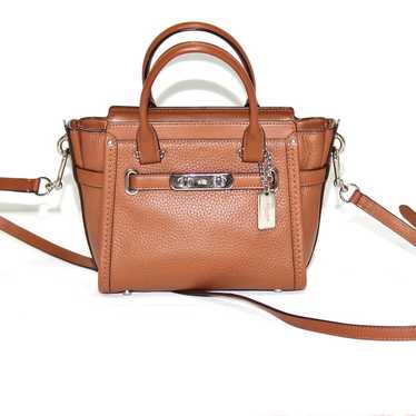 Coach Swagger Pebbled Brown Leather Satchel Bag