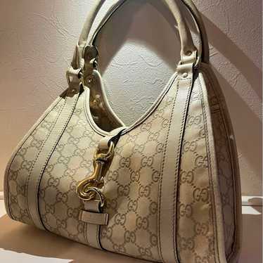 GUCCI White Logo Shoulder Bag