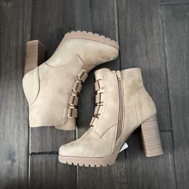 NY&C KAI Bootie Tan Faux Suede Heeled Rubber Sole… - image 1