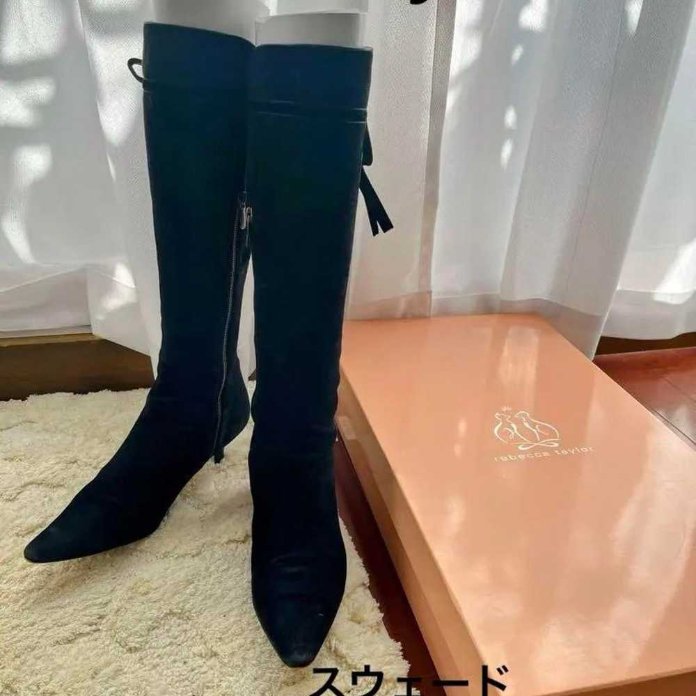 Black Suede Long Boots High Heels - image 1