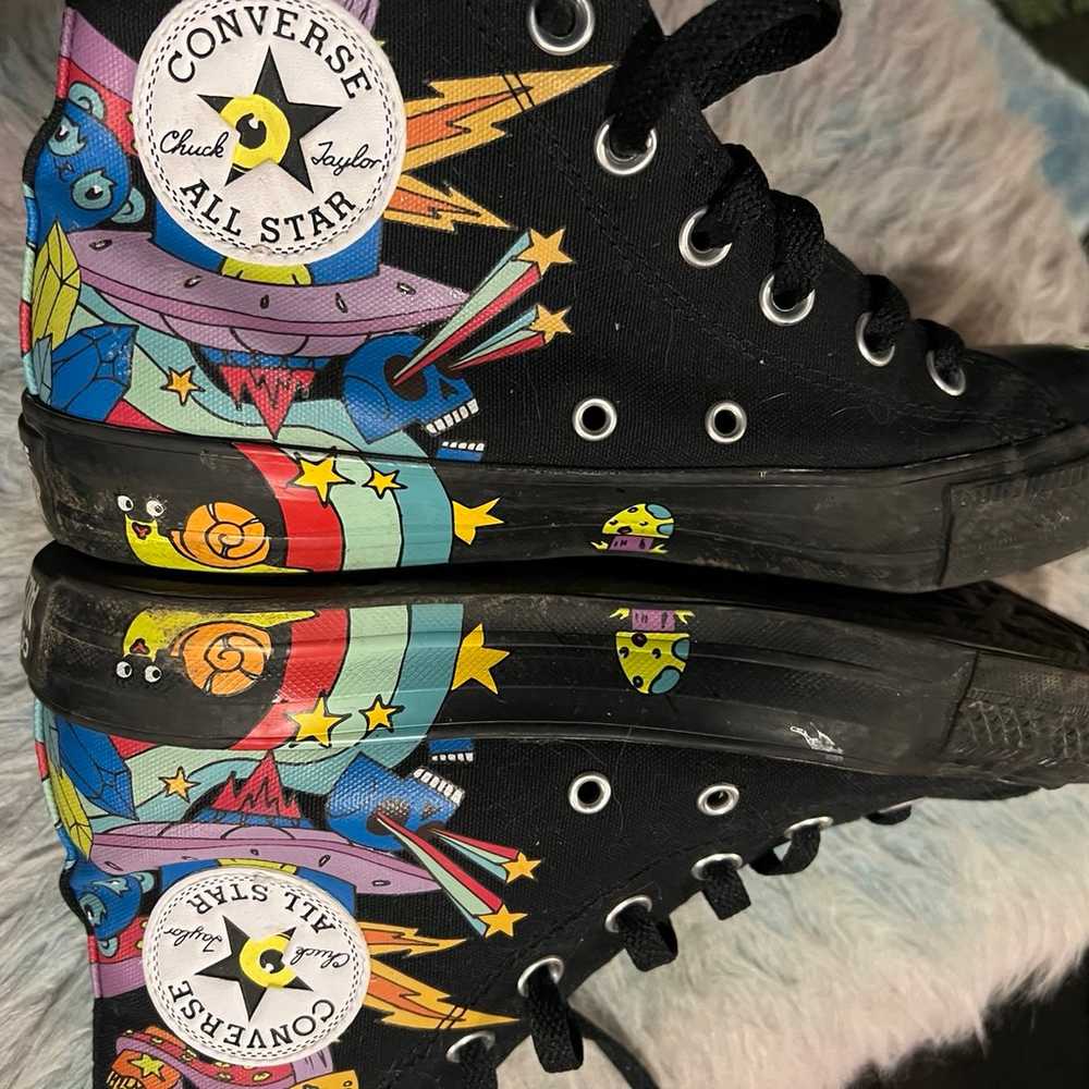 Multi colored black converse cartoon design - image 5