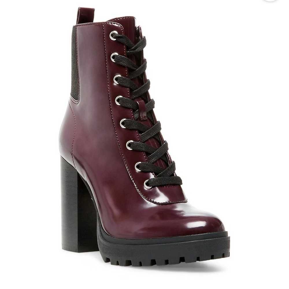 Steve Madden Latch Burgundy Patent Combat Lace Up… - image 12