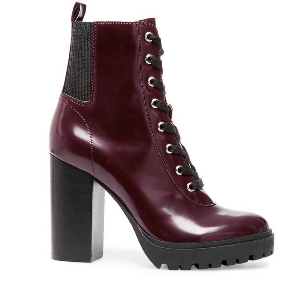 Steve Madden Latch Burgundy Patent Combat Lace Up… - image 2