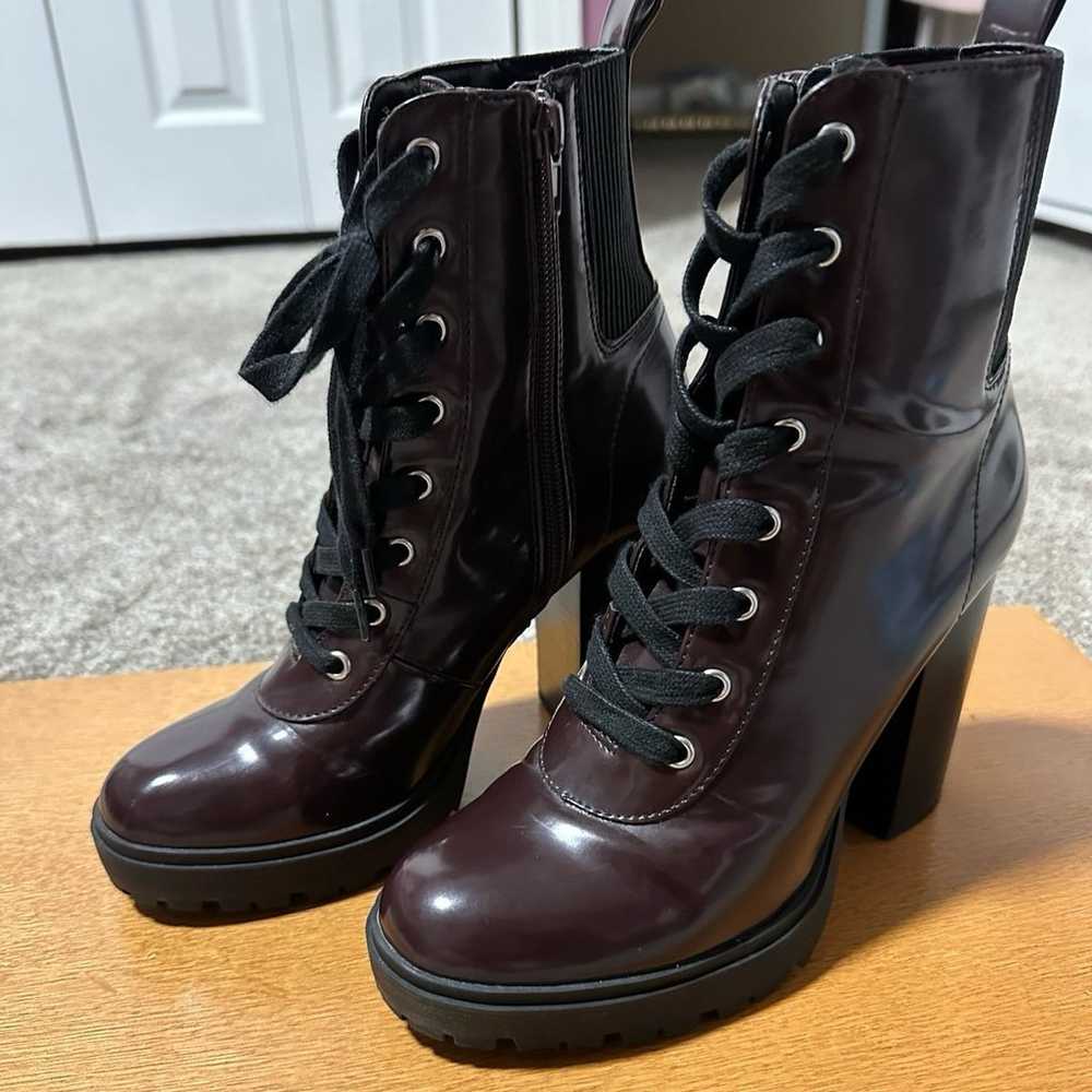 Steve Madden Latch Burgundy Patent Combat Lace Up… - image 6