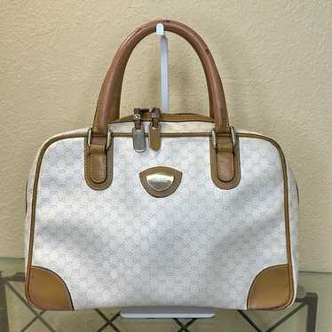 Vintage Gucci Bone Waxed Canvas Insignia Handbag - image 1