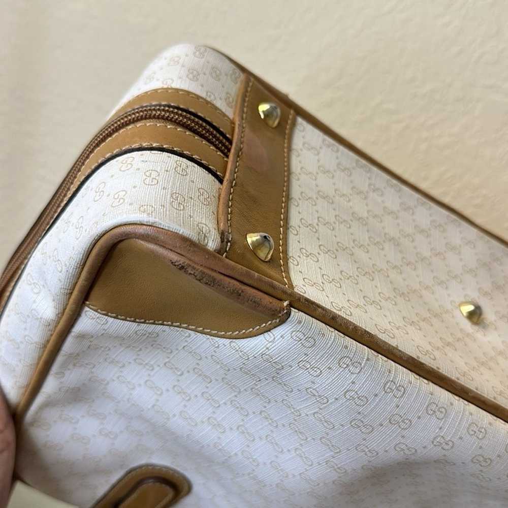 Vintage Gucci Bone Waxed Canvas Insignia Handbag - image 5