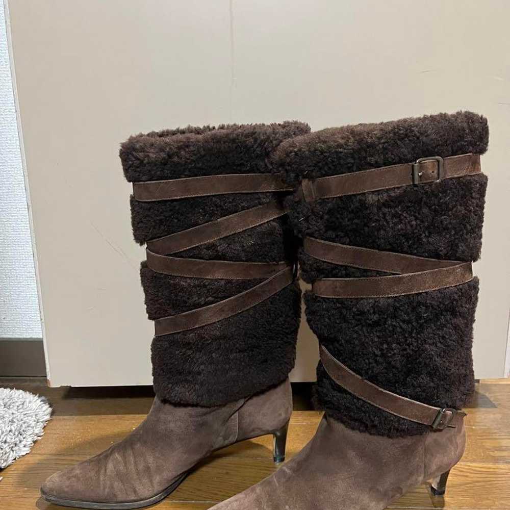 Ralph Lauren Brown Suede Fur Long Boots - image 2