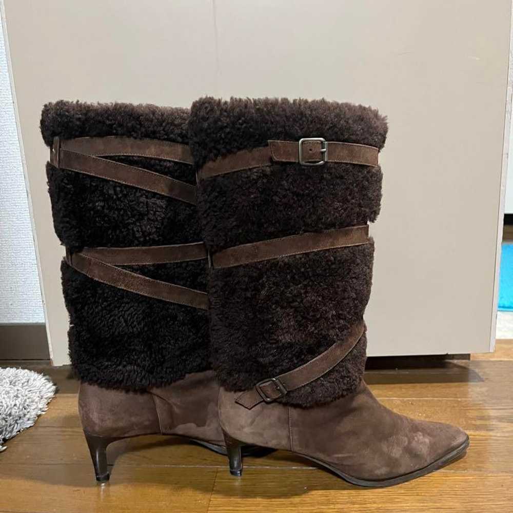 Ralph Lauren Brown Suede Fur Long Boots - image 4