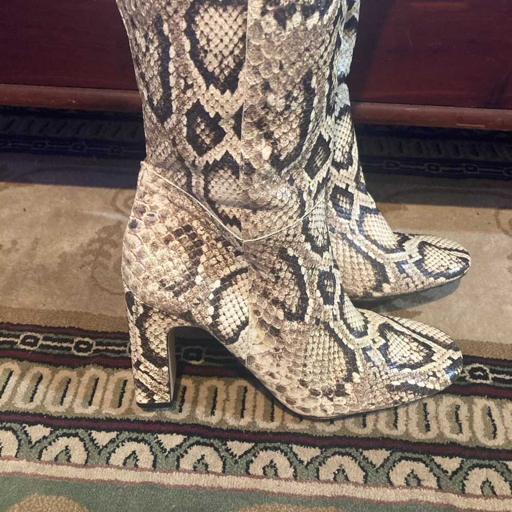 Zara Thigh High Snakeskin Print Boots - image 2