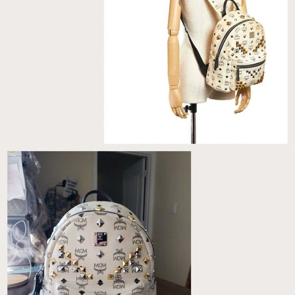 MCM Visetos Stark Studded Leather Backpack -USED(… - image 1