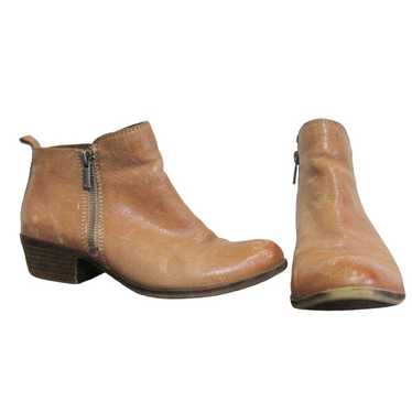 Lucky Brand Tan Basel Leather Double Zipper Ankle 