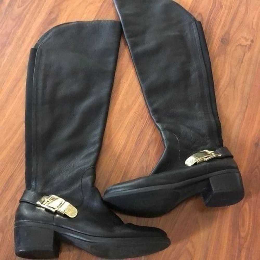 Vince Camuto Black leather boots bedina Gold hard… - image 2