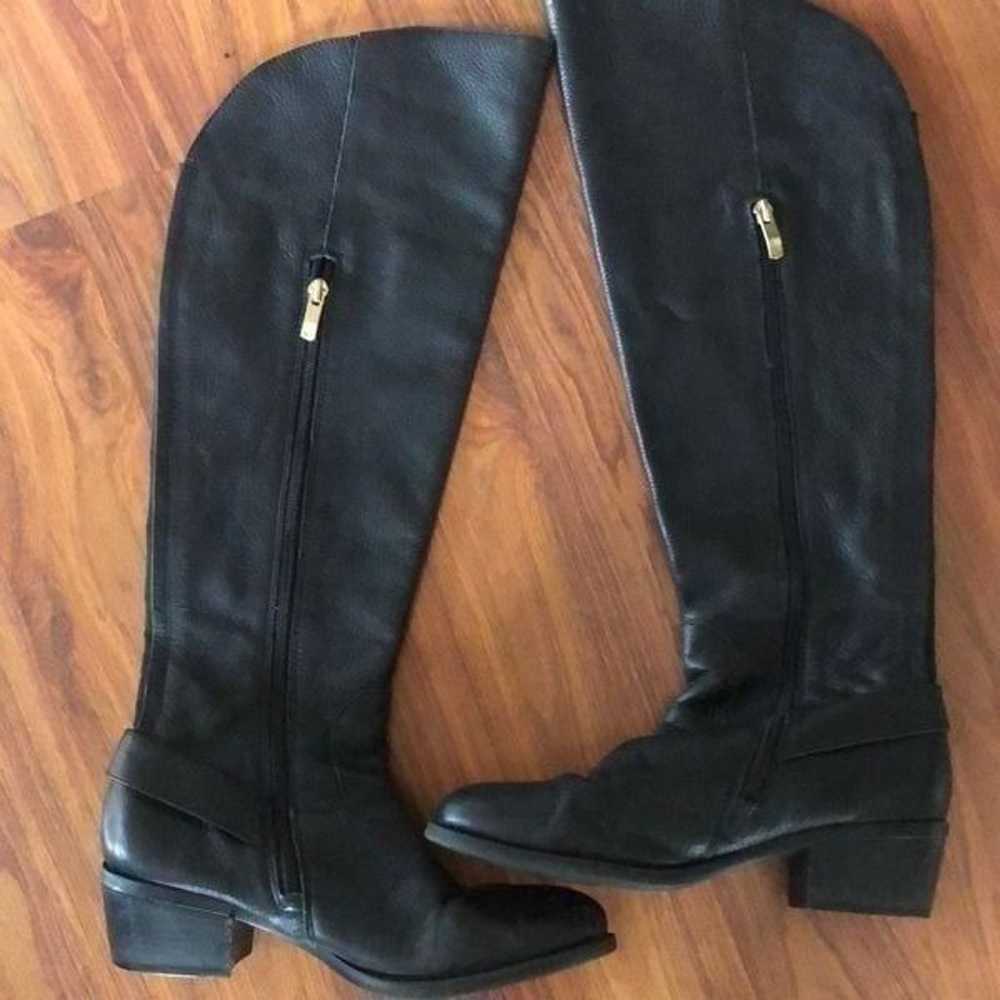 Vince Camuto Black leather boots bedina Gold hard… - image 6