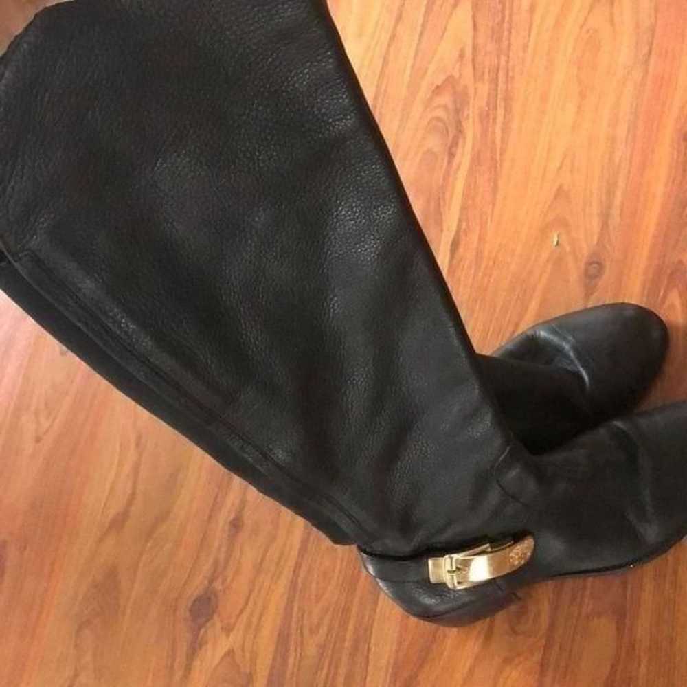 Vince Camuto Black leather boots bedina Gold hard… - image 7