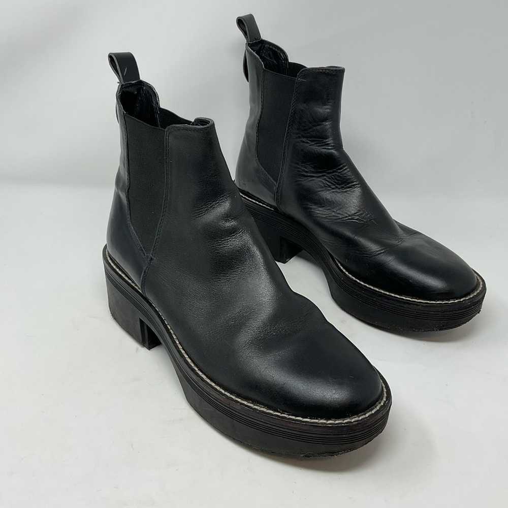 Zara Wide Heeled Ankle Boots Lug Soles Black - image 3