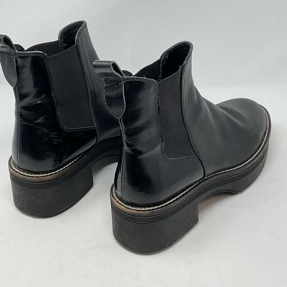 Zara Wide Heeled Ankle Boots Lug Soles Black - image 6