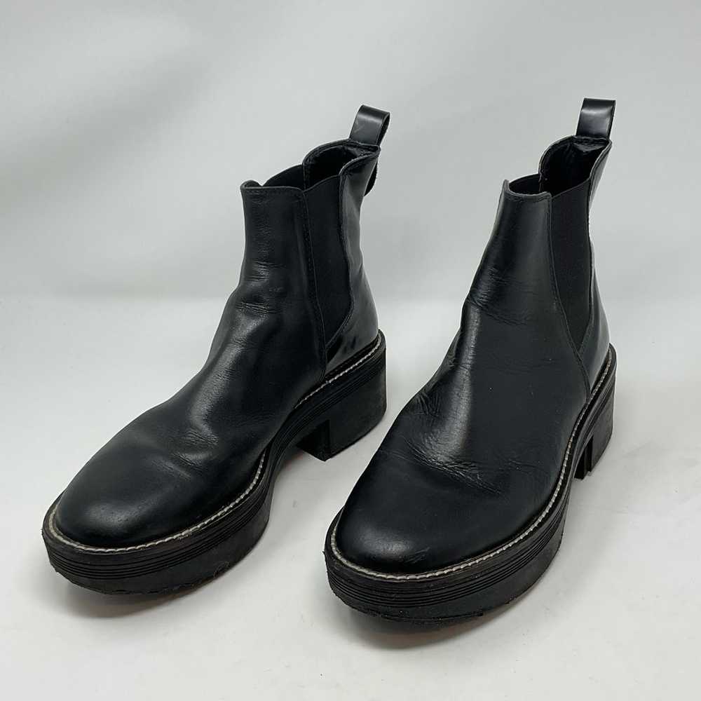 Zara Wide Heeled Ankle Boots Lug Soles Black - image 8