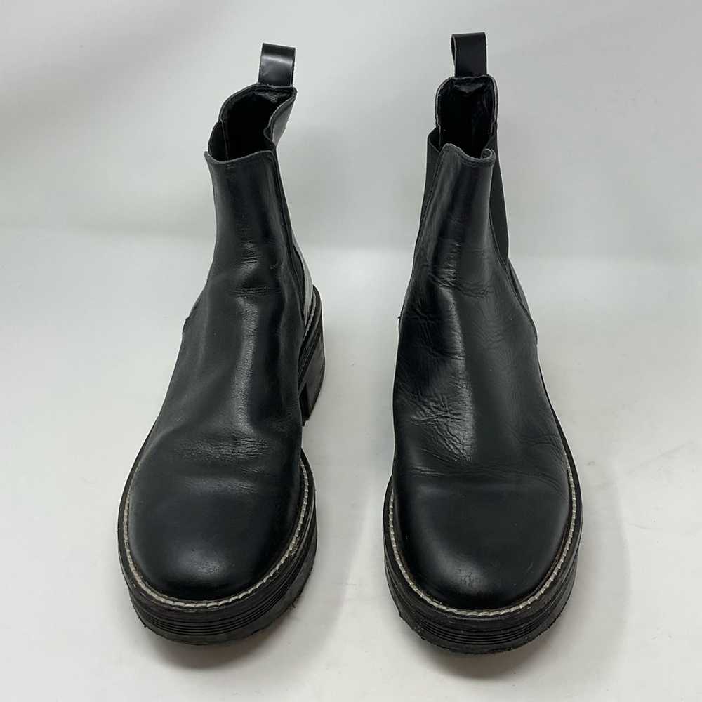 Zara Wide Heeled Ankle Boots Lug Soles Black - image 9