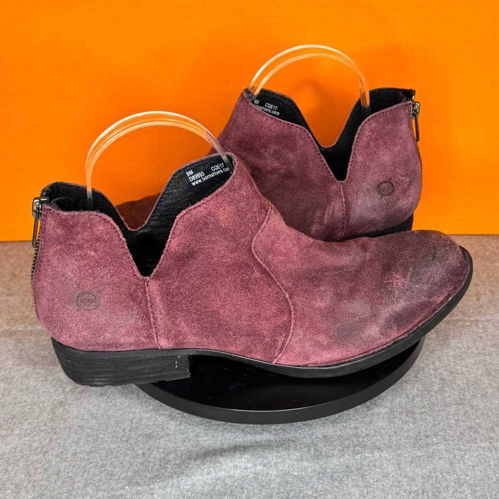 Born Purple Wine Leather Distressed Bootie Size 9… - image 3