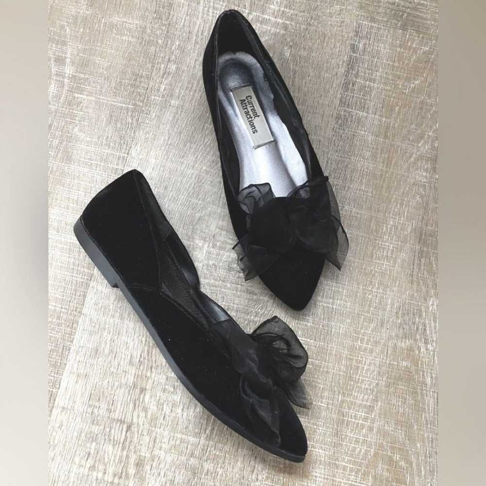 VINTAGE | Velvet Bow Flats Pointed Toe Ballet Fla… - image 2