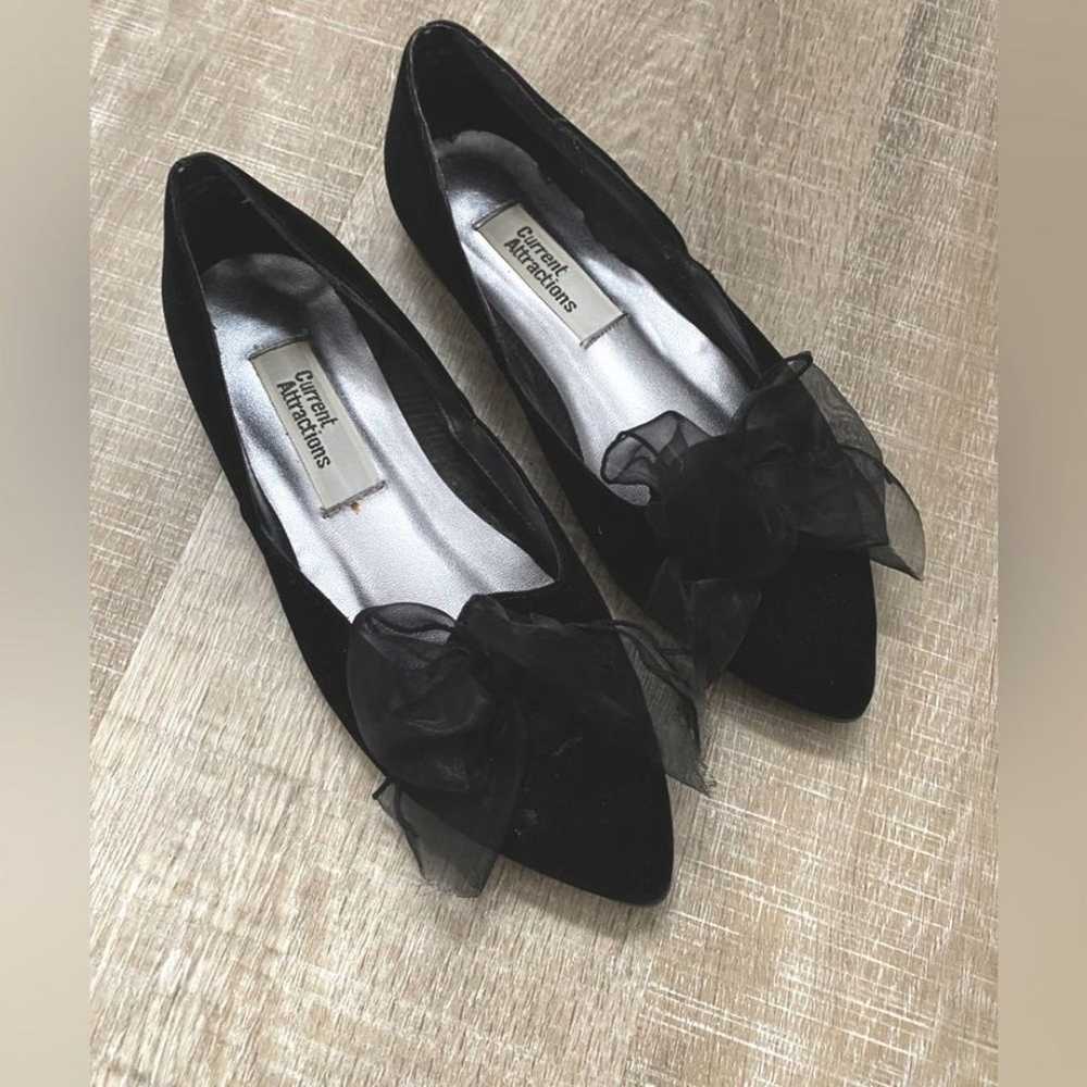 VINTAGE | Velvet Bow Flats Pointed Toe Ballet Fla… - image 3