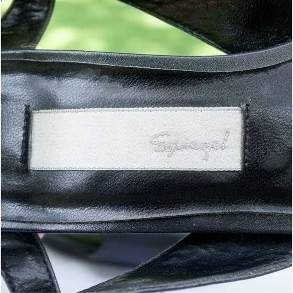 Vintage 90s Spiegel Black Leather Ankle Strap San… - image 5