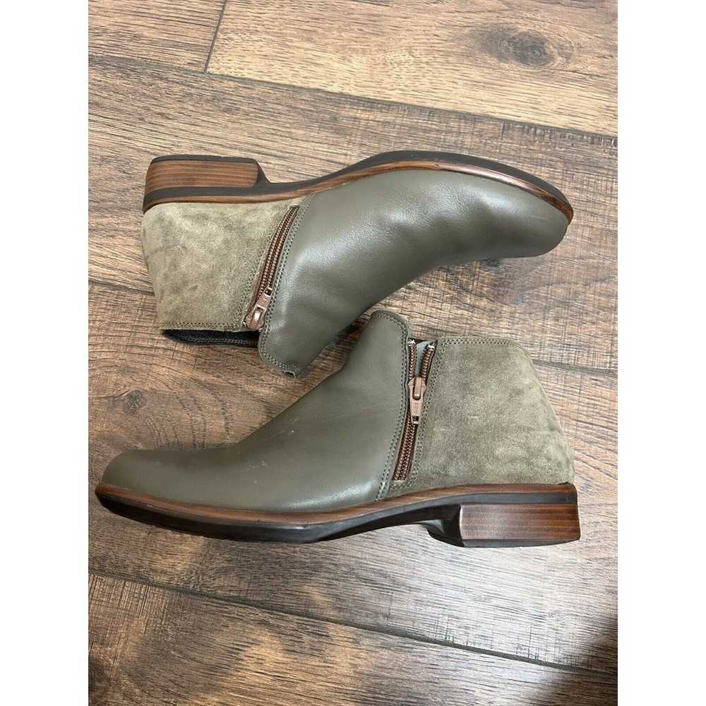 NAOT Helm Bootie Short Boot Green Olive Suede Lea… - image 7